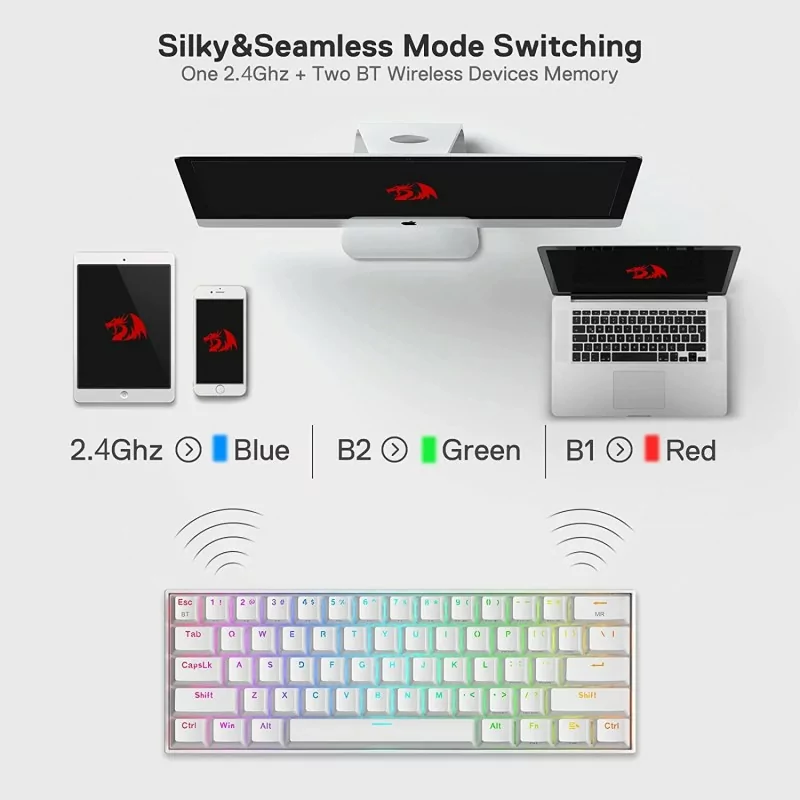 Redragon Draconic K530 Pro White Wireless- Red Switch Redragon Draconic K530 Pro White Wireless- Red Switch